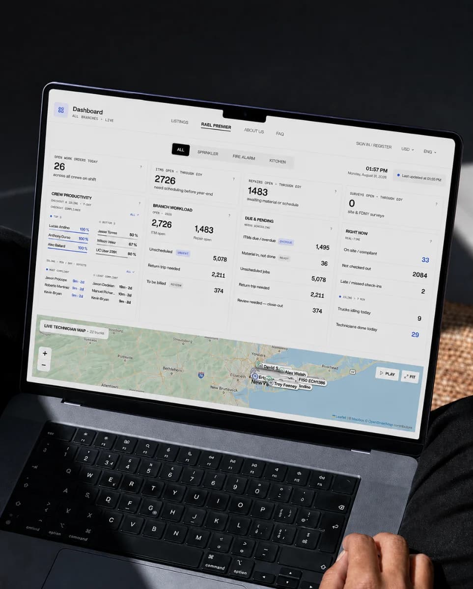 WeLaunch Systems dashboard on a laptop
